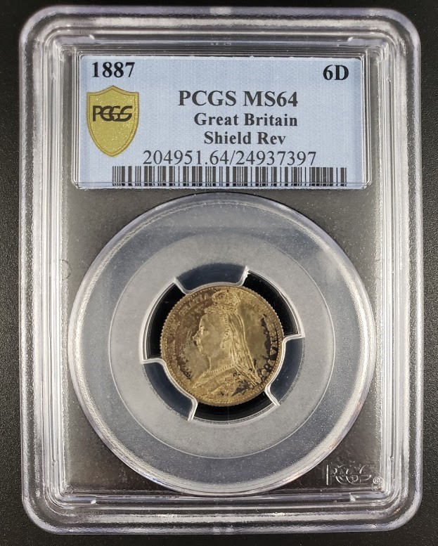 1887 Great Britain Sixpence Shield Reverse PCGS MS64 - Image 3