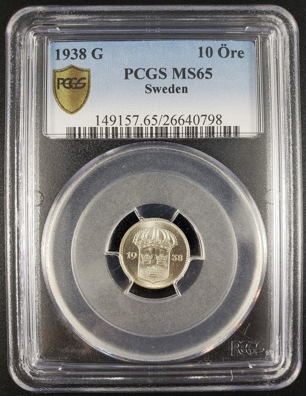 1938-G Sweden 10 Ore - PCGS MS65 - Image 2