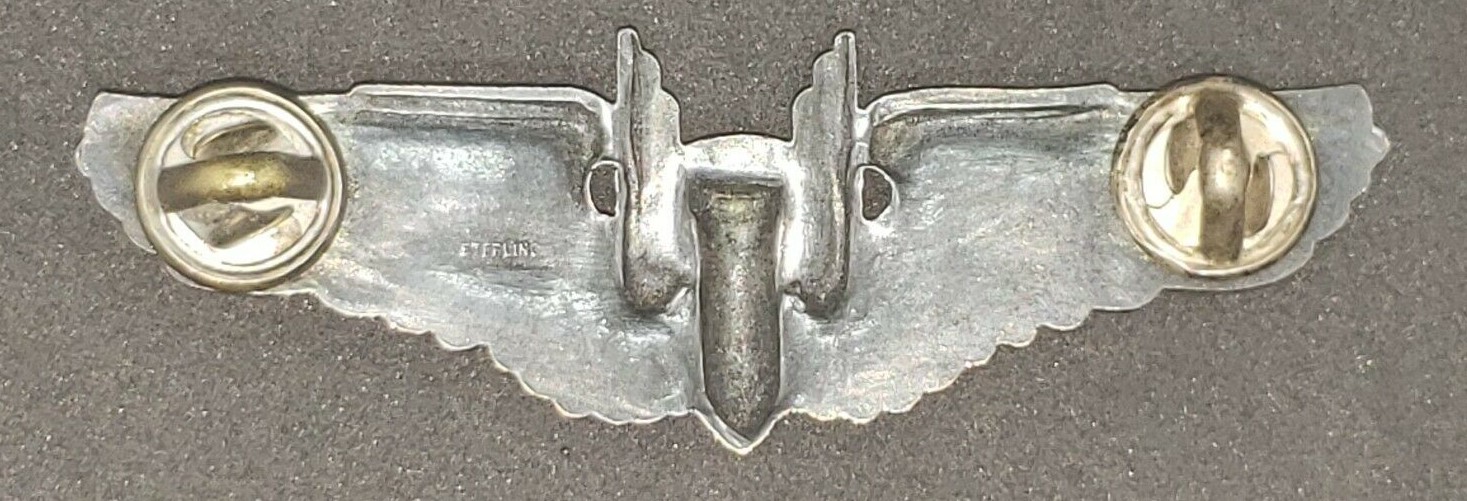 WWII US Army Air Corps Aerial Gunner Wings - 3" Marked Sterling: - Image 3