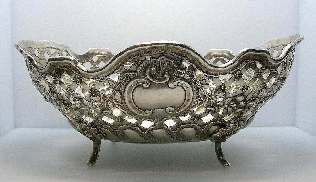 Sterling Silver Repousse Footed Bowl