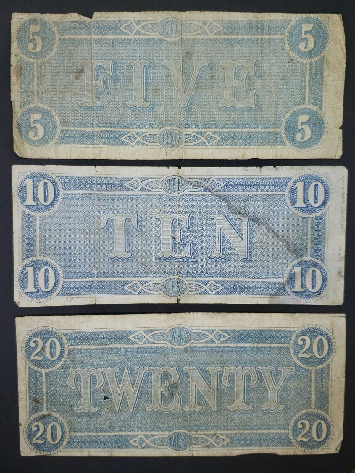 Lot of Three 1864 Confederate Notes; C.S.A. Currency From Late Civil War Era - Image 3