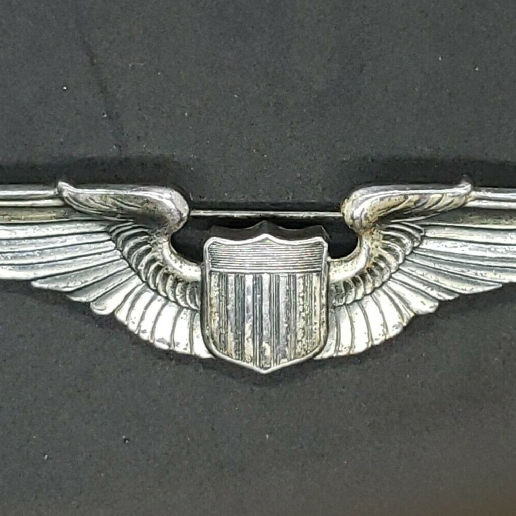WWII U.S. Army Air Force Pilot Wings – 3″ Sterling Pinback