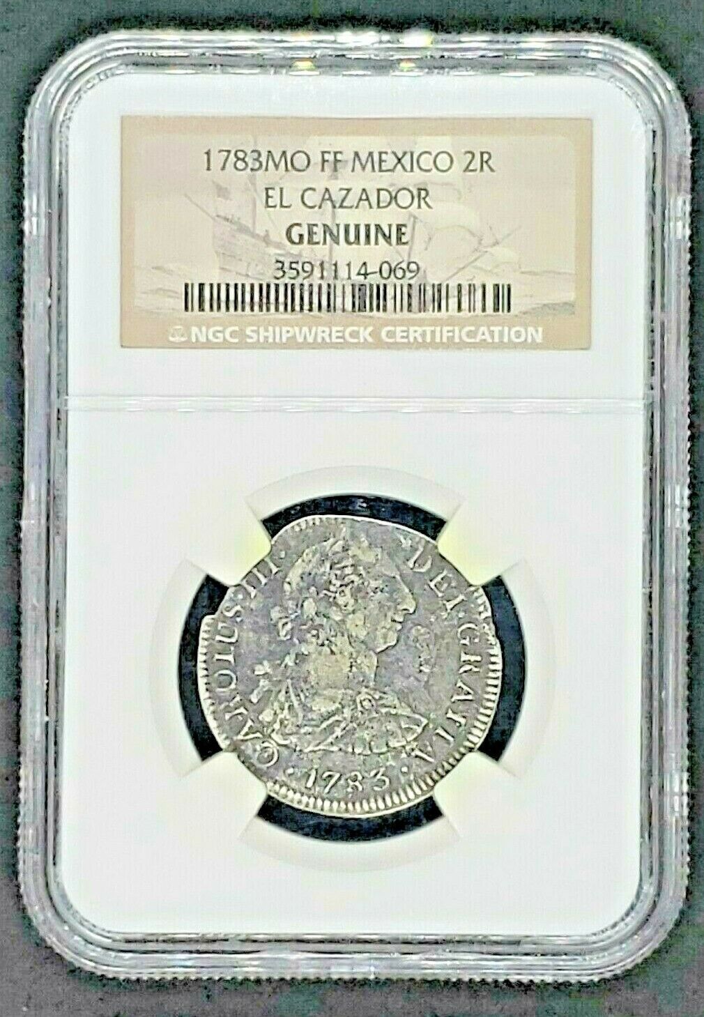 1783 El Cazador Shipwreck 2 Reales - Image 3