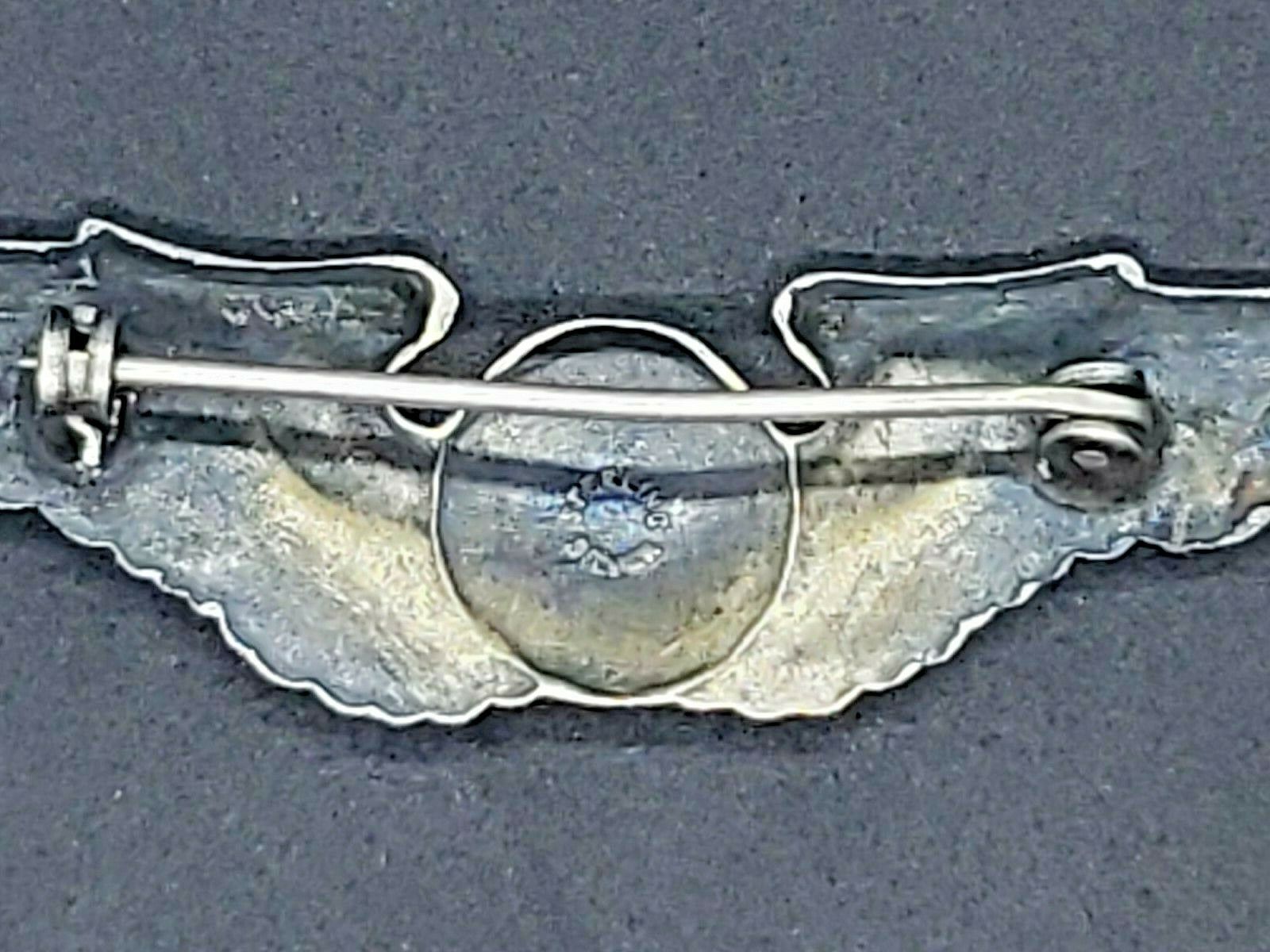 WWII US ARMY AIR CORPS CREW WINGS STERLING 2” AVIATION BADGE PIN-BACK - Image 3