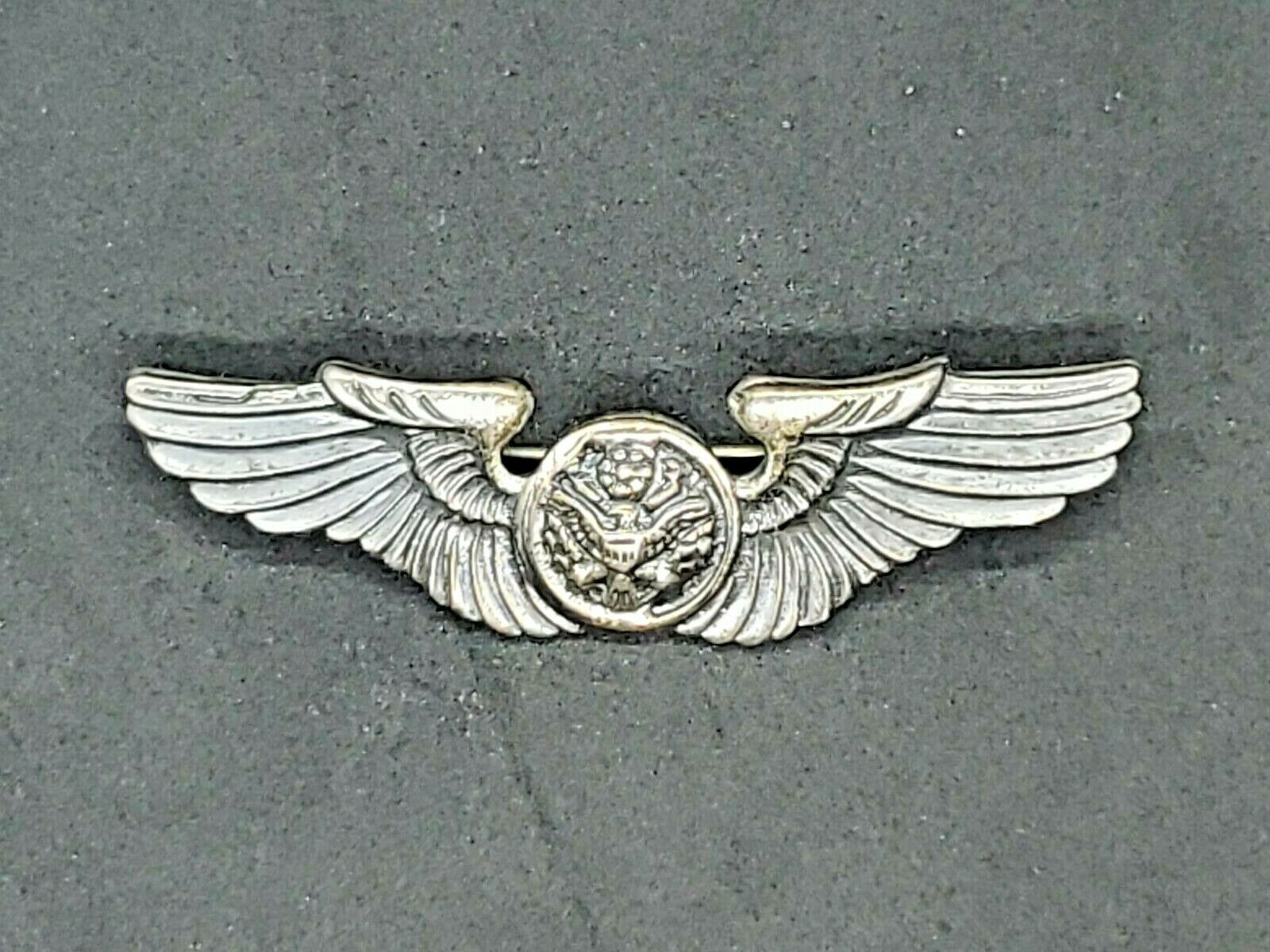 WWII US ARMY AIR CORPS CREW WINGS STERLING 2” AVIATION BADGE PIN-BACK - Image 2