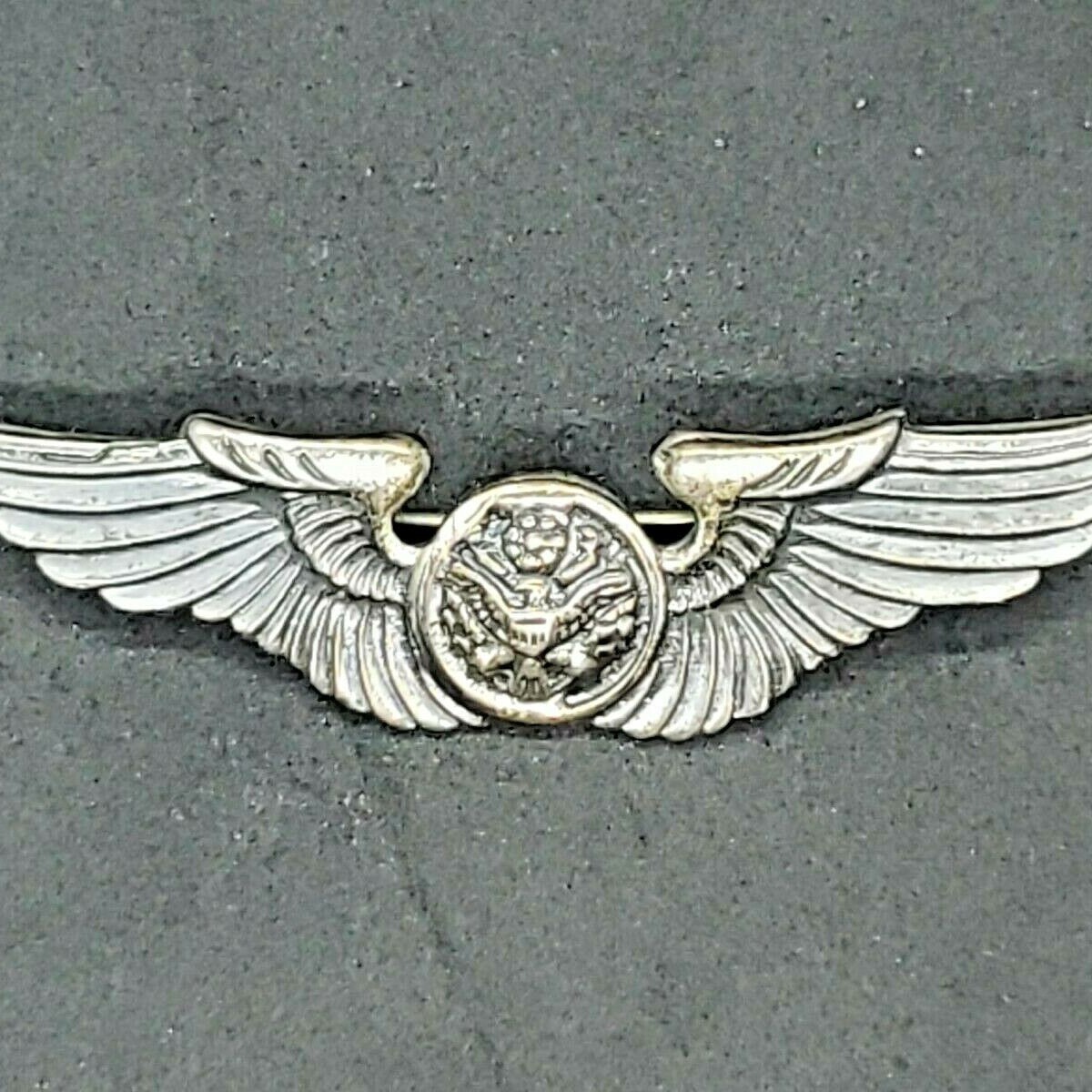 WWII US ARMY AIR CORPS CREW WINGS STERLING 2” AVIATION BADGE PIN-BACK