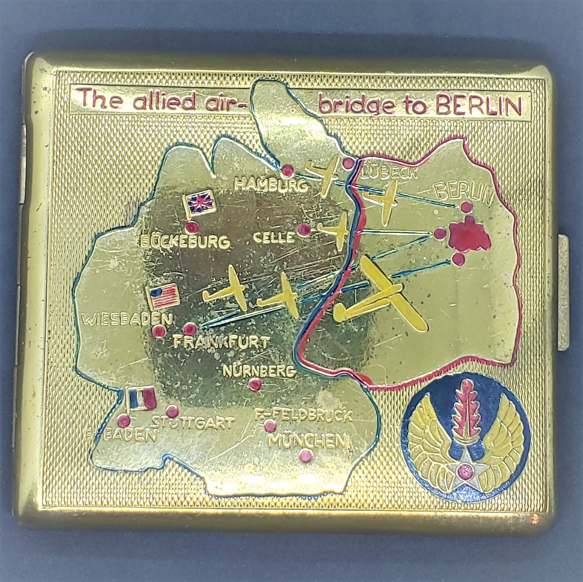 WWII US Pilot Cigarette Case: Allied Air Bridge to Berlin
