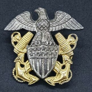 WWII USN Overseas Officer Cap Badge Sterling Insignia